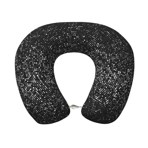 Hekroxu Black and White Dotted Print Travel Pillow Pure Memory Foam Neck Pillow Airplane for Traveling,Car, Train,Napping,Traveling,Washable Cover