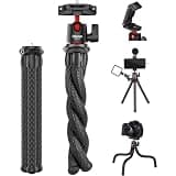 ULANZI Camera Tripod, Mini Flexible Stand w Hidden Phone Holder w Cold Shoe Mount, 1/4'' Screw f Magic Arm, Universal f iPhone 17 16 15 14 Pro Max XS Max Canon Nikon Sony DJ Pocket 4/3 Cameras
