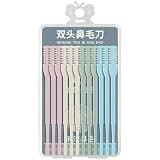 12 Pcs Double Sided Nose Hair Knife, Manual Nasal Hair Trimmer Tool with Cleaning Brush, for Men and Women, Boxed Multicolor, 5.3 x 2.8 in / 13.5 x 7 cm