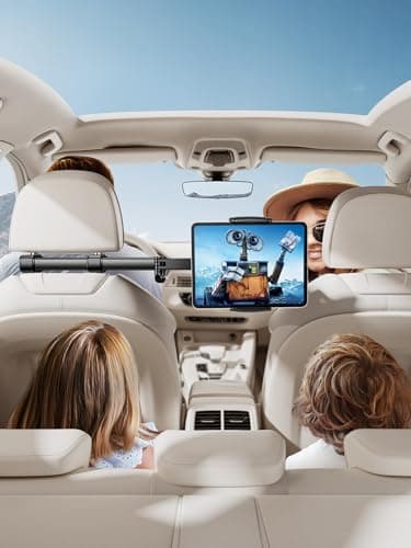 Tryone Headrest Tablet Holder for Car Accessories : [18.11-inch Long Arm] 3-in-1 Backseat Tablet Holder for Kids Road Trip Compatible with iPad Switch Smartphones & Tablets or Other 4.7-13" Devices