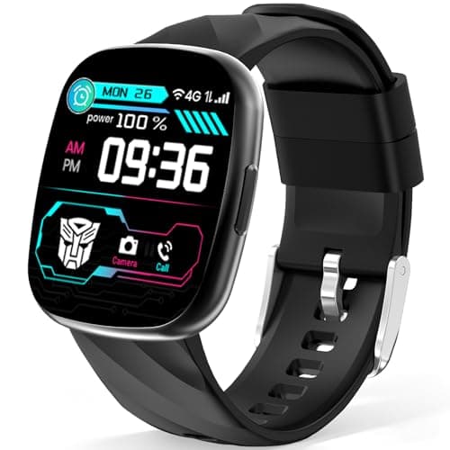 Transformers Kids Smart Watch for Boys & Girls,1.78" HD Touchscreen Fitness Tracker with Heart Rate & Sleep Monitor,IP68 Sports Activity Watch with Pedometer, Birthday Gift for 5-16 Year Olds,Black