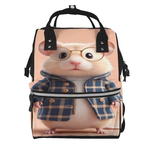 Pioyoku Cute Mouse In Glasses Print Diaper Bag Backpack -Multifunction Travel Baby Diaper Bag,Baby Bags For Girls Boys