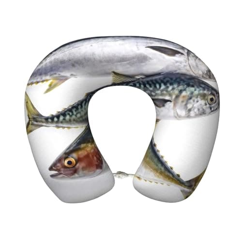 Neck Pillow Memory Foam Contour Pillow Salmon Fish Travel Pillow for Sleeping Comfortable U Shape Pillows for Traveling Car Headrest Home Office Fits Most Neck Sizes