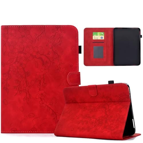 Case Compatible with 7 Inch Kindle Paperwhite (Paperwhite6,12th Gen)/Colorsoft Signature Edition 2024, Retro Cherry Blossom Protective Case Cover with Stand, Anti-Shock, Slim – Red