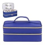 Double Layer Hair Dryer Carrying Case, Portable Travel Storage Bag for Hair Styling Tools & Attachments, Water Resistant Organizer for Blow Dryer Curling Styler, 13.4" x 6.3" x 6.7", Blue (Bag Only)