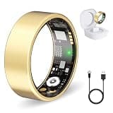 Nyweey Smart Health Rings for Women & Men Fitness Ring with Heart Rate, Blood Oxygen, Step Tracker Ring, Health Tracker, IP68 Waterproof Smart Ring for iOS & Android,No Subscription Fee(Gold, 8#)