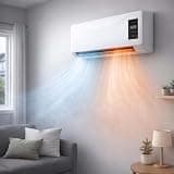 110v Wall Mounted Air Conditioner & Heater 2-in-1, Quiet Portable Ac Fan Unit with 8h Timer Remote, Smart Ductless Cooling Heating for Living Room, White White