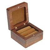 AIToWisely Wood Ring Box Jewelry Storage Display Case, Wooden Ring Holder for Proposal Wedding Ceremony, Retro Peach Wood Jewelry Organizer with Soft Interior for Engagement