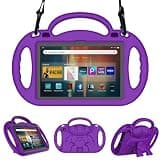 Sanyetral Shockproof Kids Tablet Case with Shoulder Strap, Handle and Bracket and, Incompatible with Remarkable Nokia TCL -Purple