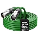 CAT 6A Shielded EtherCON Cable 15 Ft, Professional Audio & Lighting Compatible RJ45 CAT 6 Ethernet Cable, Locking Connector, OFC S/FTP Anti-UV Outdoor for Stage Concert Networking Applications-Green