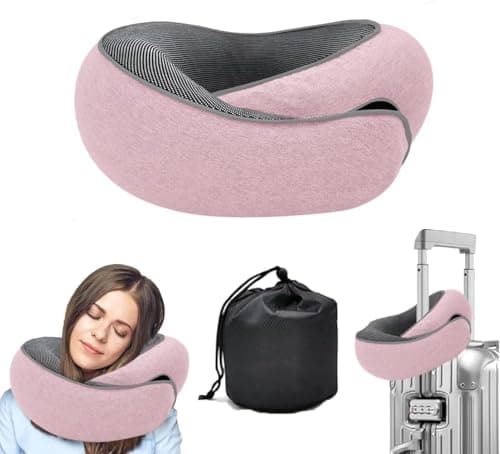 WEERSHUN Travel Pillow for Airplanes, 2026 New Memory Foam Neck Pillow with Chin Wrap for Traveling, Suitable for Airplanes, Offices and Cars (Pink)
