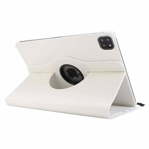 Generic case Compatible with 5 th Generation iPad 9.7 2017 (Color: White) Leather Rotate Flip Hard Back Case