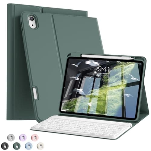 kenke Keyboard Case for iPad (A16) 11th/10th Generation (11/10.9 inch, 2025/2022), Magnetic Attraction Detachable Wireless Bluetooth Folio Keyboard Protective Cover with Pencil Holder, Dark Green