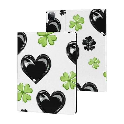 Black Hearts St. Patrick Clovers Compatible with iPad 10th 9th 8th 7th Generation 2021 2020 2019 Case Multi-Angles View Adjustable Stand Cover