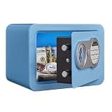 Marcree Safe Box for Kids, 0.23 Cub Digital Small Safe with Key Lock, Mini Security Safe for Home Office Hotel, Personal Money Safe for Kids, 6.69 x 9.06 x 6.69 Inches, Blue