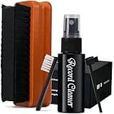 5 in1 Vinyl Records Cleaning Kit, Anti Static Solid Wood Vinyl Record Cleaner Kit, Includes 2in1 Velvet Microfiber Brush, XL Cleaning Liquid, Duster, Stylus Brush, Storage Box for Records Albums