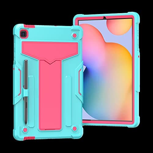 Tablet Cases Case Compatible with Samsung Galaxy Tab S6 Lite de 10.4 inch,Modelo SM-P610,with Kickstand Three-Layer Hybrid Full Body Case Rugged Shock-Proof Fall Protection Cover Tablet PC Case(AQUA+R