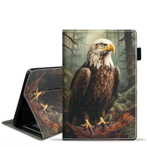 WEUIUJKILO Case for Amazon Kindle Fire HD 10 & 10 Plus Tablet 10.1" (13th/11th Generation, 2023/2021 Release) - Slim PU Leather Stand Case with Auto Sleep Wake, Jungle Bald Eagle