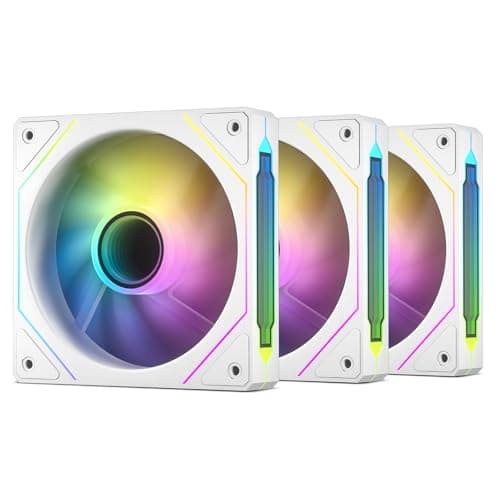 DARKROCK F120 3in1 120mm Infinite Mirror Design Case Fans with 24 LED Lights PWM Control & ARGB Effect, Hydraulic HDB Bearing for Low-Noise Operation - Suitable for Most PC Cooling Systems - White