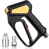 Baquler 3/8" Inlet x 1/4" Outlet High Pressure Washer Gun, 5000 PSI 12 GPM Power Washer Spray Gun, Professional Black Soft Wash Guns for Industrial and Home Cleaning
