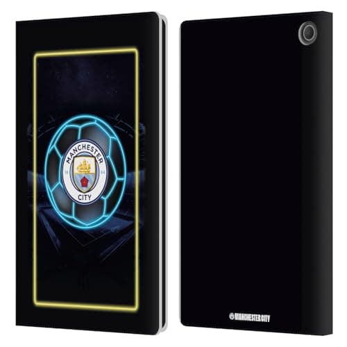 Head Case Designs Officially Licensed Manchester City Man City FC Logo Neon Leather Wallet Case Compatible with Amazon Fire Max 11 2023