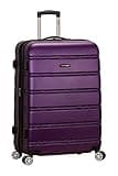 Rockland Melbourne Hardside Expandable Spinner Wheel Luggage, Checked Large 28", Purple