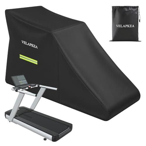 VELAPKEA Treadmill Cover, 600D Waterproof with Drawstring and Reflective Strips, Non-Folding Treadmill Dust Cover for Indoor Outdoor Home Gym, 79" L x 38" W x 60" H, Storage Bag Included, Black