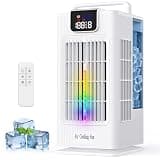 Portable Air Conditioners, 2000ML Personal Air Conditioner, Mini Air Conditioner, Evaporative Air Cooler Fan with 120° Oscillation, 7 RGB Light Modes, 4 Speeds & 1-8H Timer for Bedroom Office