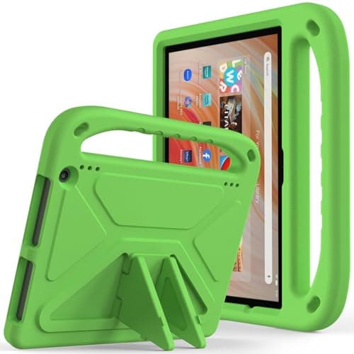 Kids Shockproof Case for Amazon Fire HD 10 & 10 Plus (2021) Tablet with Handle Stand Heavy Duty Tablet Cover,Lightweight EVA Kid Friendly Shockproof Protective Case (Green)