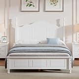 YHUBHSIS White Full Size Bed Frame with Curved Headboard, Vintage Spindle Platform Beds Frames with Solid Wooden Slats Support & Under Bed Storage, No Box Spring Needed, Easy Assembly (White, Full)