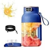 2026 New Wireless Juicer Cup, 1200ml Portable Rechargeable Personal Blender With Self Cleaning Mode Smart Digital Display, Dual Lid Design, Usb Electric Juice Maker For Travel Blue