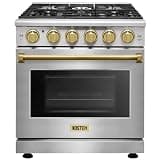 KOSTCH 30 inch Professional Freestanding Pro-Style Liquid Propane Gas Range with 5 Burners, 4.55 cu.ft. Oven Capacity, in Stainless Steel - KOS-30RG03MLP (Stainless Steel/Bronze)
