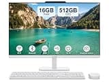WOWPC Customized All in One Desktop, Intel Ultra-Fast Quad-Core CPU| 24'' Full HD Display| 16GB RAM, 512GB SSD| Wi-Fi 6| Bluetooth| USB, Ethernet Port| Windows 11 | HDMI Out| Wireless Keyboard & Mouse