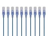 Monoprice Cat6A Ethernet Patch Cable - Snagless RJ45, 550Mhz, 10G, UTP, Pure Bare Copper Wire, 30AWG, 10-Pack, 1 Feet, Blue - SlimRun Series