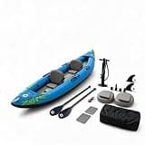 2 Person Inflatable PVC Kayak, Foldable Lightweight Touring Canoe Full Accessory Set for River Lake Sea Fishing