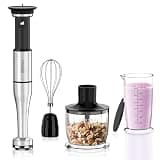 FRESKO Immersion Blenders Handheld, Variable Speed Trigger, 4-In-1 Stainless Steel Hand Blender with Food Chopper, Egg Whisk & 20oz Beaker, Stick Mixers for Baby Food, Soups, Smoothies, Sauce