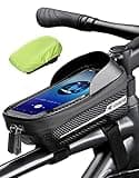 whale fall Bike Frame Bag Waterproof, 3D Eva Hard Shell, Bike Phone Holder, Bicycle Top Tube Bag, Cycling Pouch with Rain Cover, Bike Accessories for Phones Under 7"