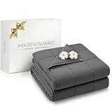 RJOP Cooling Weighted Blanket for Adults (5lbs, 41"x60") Heavy Blanket with Premium Glass, Queen Size Perfect for 190-210 lbs, Soft Breathable, Dark Grey