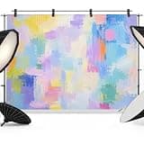 Blue Purple Oil Painting Backdrop 7x5ft Abstract Gradient Color Block Photography Backdrop Photoshoot Background Tapestry Banner for Birthday Baby Shower Decoration Party Video Photo Studio Props