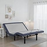 Peanu Twin Bed Frame Adjustable Base, Bluetooth Remote, Blue Gray