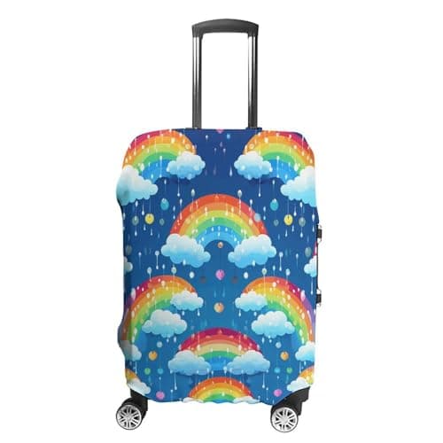 DJUETRUI Rainbow Clouds Raindrop Retractable ID Badge Holder Badge Reels with Clip Heavy Duty Carabiner Name Card Holder for Keychain Office Worker Doctor Nurse