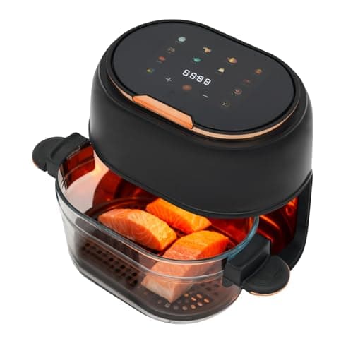 4.2QT/4L Air Fryer, Hot Air fryer, Circulating Hot Air Technology Precise Heating, 140-374℉ Nonstick & Dishwasher Safe Basket, Visible Window, 0-120min Time Adjustable (Black)