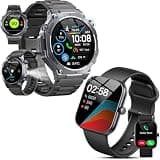 Jugeman 2-Pack Smart Watch Bundle: 1.43" Round GPS Outdoor Military Watch & 1.91" Square Alexa Smartwatch with Bluetooth Call, Fitness Tracker for Men Women, Ultimate Daily & Sport Combo