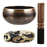 Vaguelly Tibetan Singing Bowl Set with Wooden Mallet and Bowl Pad for Buddhist Yoga Room Multipurpose for Peaceful and Calm Mindfulness Practice