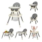 JOYMOR 7 in 1 High Chair for Babies and Toddlers, Convertible Kids Learning Table and Chair with Large Baske for Storage (Gray)