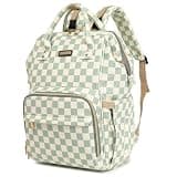 GAIVP Baby Diaper Bag Backpack for Mom, Large Capacity Travel Nappy Bag for Boys & Girls with Stroller Straps,Insulated Pockets (Corduroy Checkered Green)