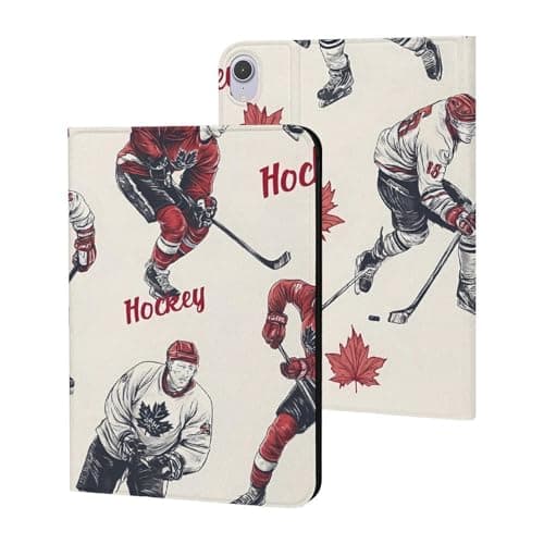 Canadian Hockey Players Maple Leaves Shockproof Protector Case with Pen Slot Kickstand Compatible with iPad 10th 9th 8th 7th Generation