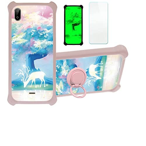 Hyundai L604 Case Compatible with Hyundai L604 Phone Case Cover [with Tempered Glass Screen Protector][PC + TPU 2 in 1][Ring Support] [Luminous Effect] YGF-GL