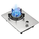 Burner Gas Cooker gas hob Built-in Stove ，Table-Top Cooking ，1-Zone Hob， Non-slip Cast Iron Hob Rings ，Easy To Clean, Compatible With All Cookware [Energy Class A](A Silver,NG)