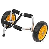 Bonnlo Foldable Kayak Cart, Lightweight Aluminum Alloy Frame, Universal Dolly Cart with 10'' Durable Solid Tires for Canoes, Paddle Boards, Boats, Strong 1.75" Thick Prongs